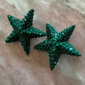 Vintage Richard Kerr green crystal star earrings